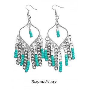 Rhodium Plated Beads Chandelier Dangle Earring